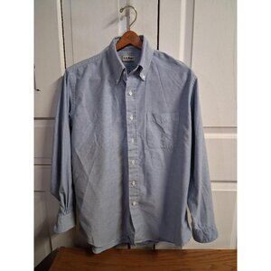 L.L.Bean Mens Blue Button-Down Shirt 60% Cotton 40% Polyester Size 16.5/34 Tailo
